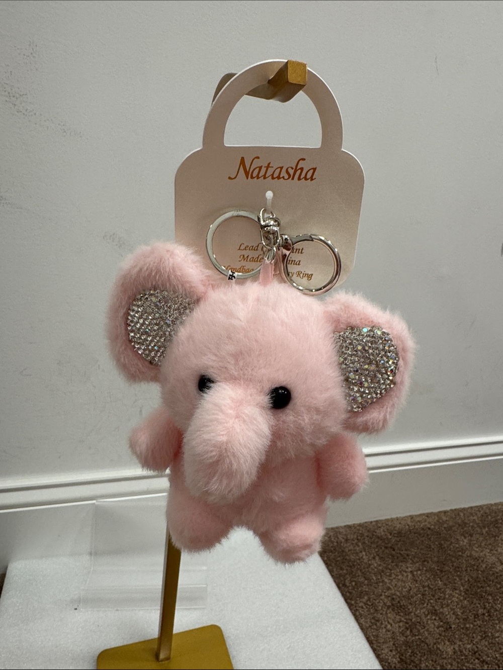 Natasha pink plush elephant keychain bag charm NWT - Picture 2 of 3